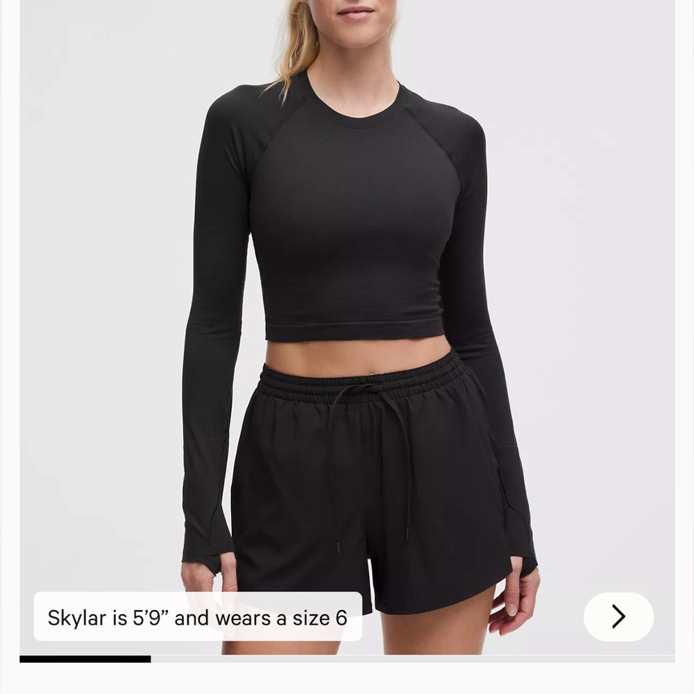 lululemon athletica swiftly tech Black Long Sleeve Crop Top